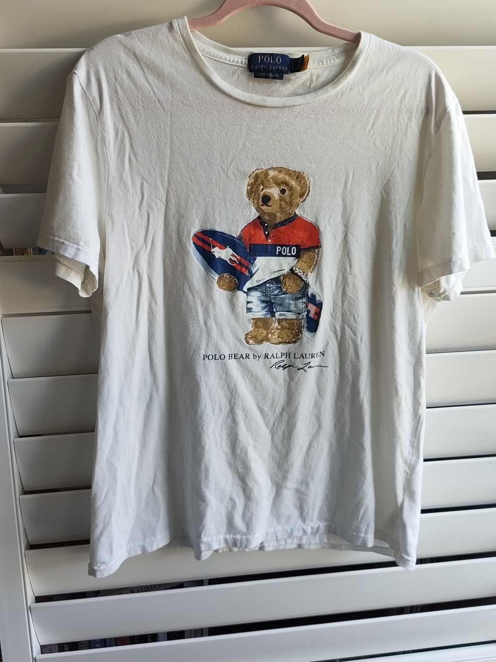 Ralph Lauren Polo Bear White Tee with Navy & Gold Label